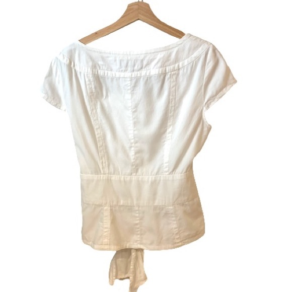 Jones New York White Button Down Short-Sleeve Blouse with Belt - Picture 4 of 5